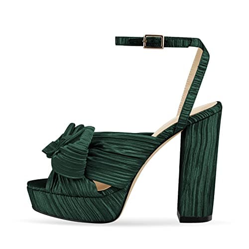 Richealnana Women's Platform Chunky Heel Sandals — Green