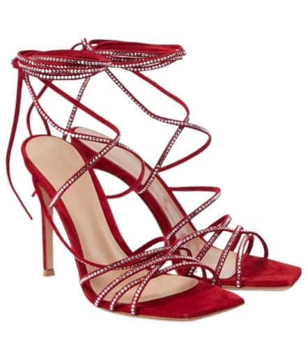 Richealnana Women's Gladiatorial Lace-Up Rhinestone Stilettos Sparkle Sandals