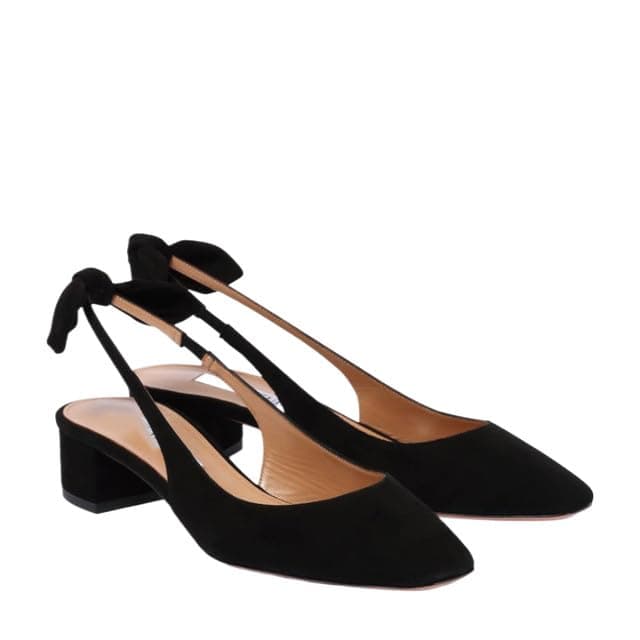 Richealnana Women's Elegant Square Toe Block Heel Slip-On Slingback Bow Prom Wedding Pumps