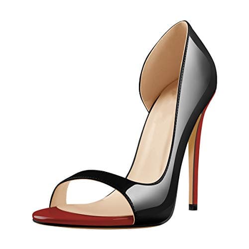 Richealnana Women's Slip-On Stilettos with Elegant Cutouts — Black and Red
