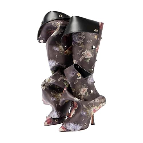 KaroNairy Women's Knee High Stiletto Boot with Detachable Panel — Multicoloured