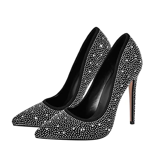 Richealnana Women's Rhinestone Pointed Toe Stiletto Heel Pumps