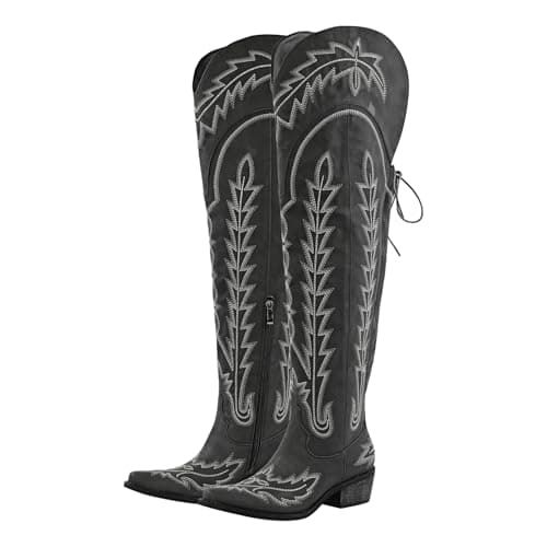 Western Cowboy Boots for Women Embroidered Thigh-High Cowgirl Style