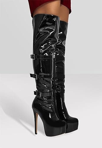 Richealnana Women's Over-the-Knee Lace-Up Zipper Boots