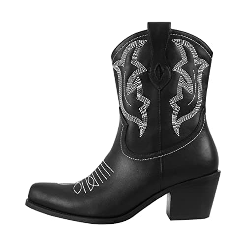 Richealnana Women's Western Cowboy Boots — Black