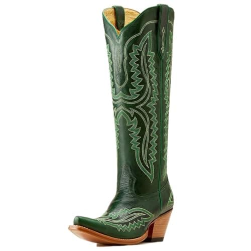 ARIAT Women's Casanova Knee-High Western Boot, Brushed Leather Booties — Green