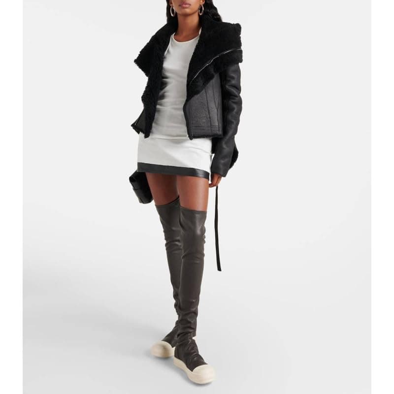Richealnana Women's PU Thigh High Knee Boots - Flat & Comfortable