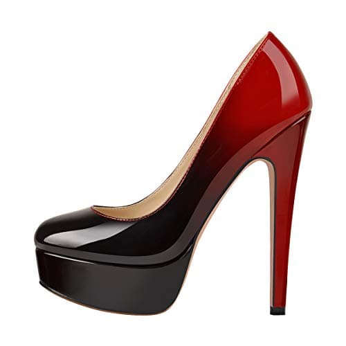 Richealnana Women's Double Platform Stiletto Heels — Black to Red