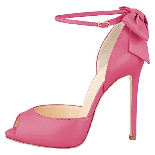 FSJ Women's Bridal Stiletto Heels with Ankle Straps and Buckle Size 4-15 US