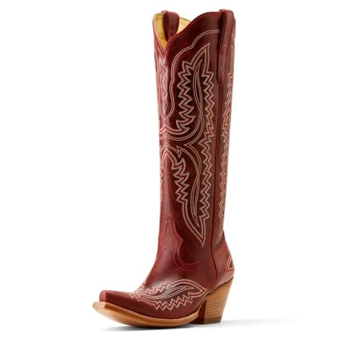 ARIAT Women's Casanova Knee-High Western Boot, Brushed Leather Booties — Red Alert