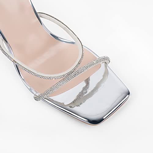 Rhinestones Square Toe Lace Up Strappy Sandals for Women