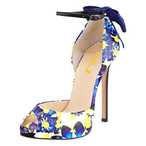 FSJ Women's Bridal Stiletto Heels with Ankle Straps and Buckle Size 4-15 US — Blue Grape
