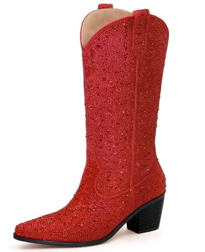 Rhinestone Cowboy Boots for Women — Red