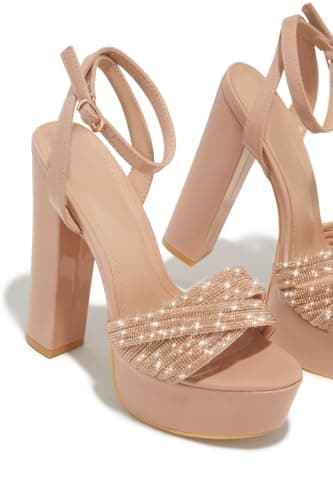 Richealnana Women's Platform Rhinestone Buckle Sandals for Party Prom