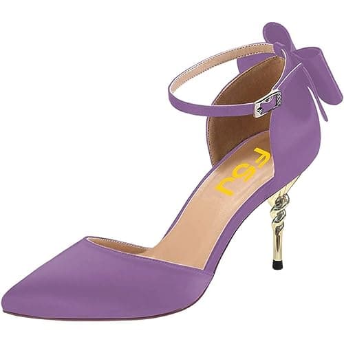FSJ Women's D'orsay Pointed Toe Ankle Strap Heels Size 4-15 US Party Shoes — Lavender