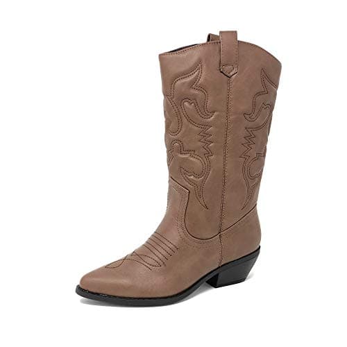 All-White Soda Red Knee High Cowboy Boots with Pull-On Tabs — Dark Tan