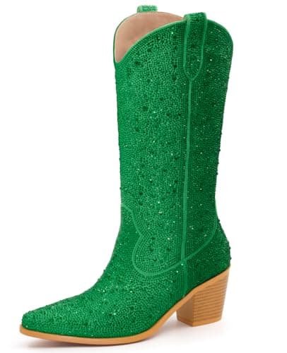 Rhinestone Cowboy Boots for Women — Green