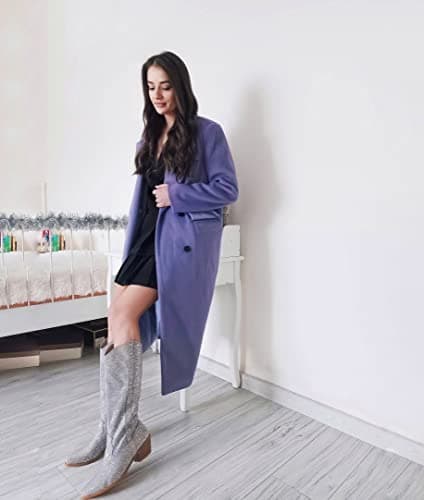 Richealnana Sparkly Rhinestone Calf High Boots for Women