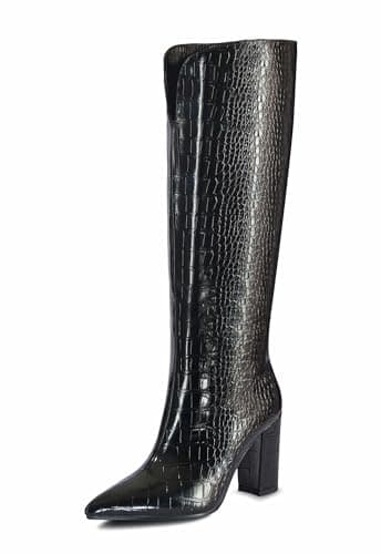 Women's Slim Calf Knee High Boots — 5#black Crocodile