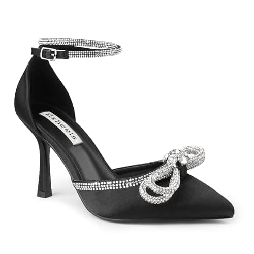 Zzheels Women's Sparkly Rhinestone Stiletto Bridal Party Heels — Black