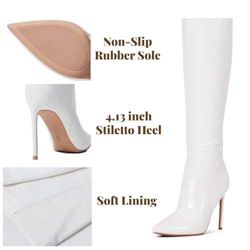 Elisabet Tang Women's 4 inch Stiletto Knee High Boot Leather Suede