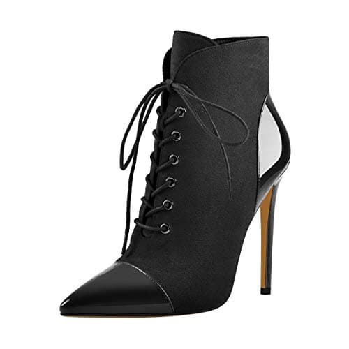 Richealnana Women's Pointed Toe Lace-Up Stilettos Ankle Boots