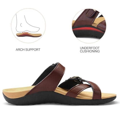Mysoft Women's Arch Support Slide SandalsComfortable Walk Summer Flip Flops