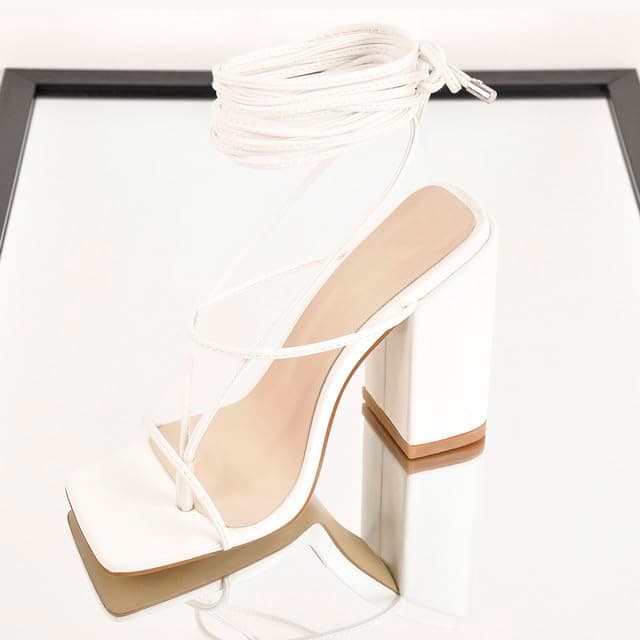 Richealnana Women's Lace-Up Chunky Heel Sandals