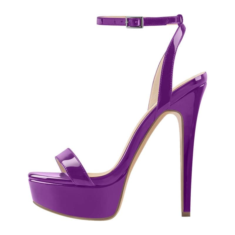 Richealnana Women's Buckle Strap Platform Stiletto Heel Sandals — Purple