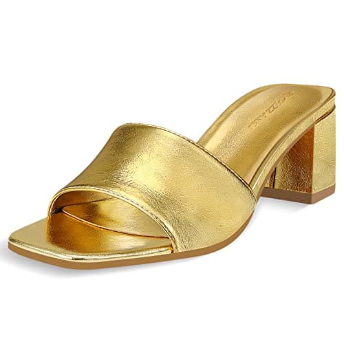 Refined Product Titles:

1. Women's Square Open Toe Heeled Sandals
2. Women's Diana Mule Sandal — Gold