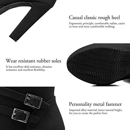 ForeMode Women's Gothic Leather Ankle Boots with Studded Strap