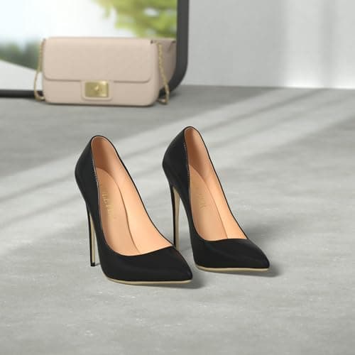 COLETER Women's 4.72 Inch Patent Leather Pointed Toe Wedding Stilettos