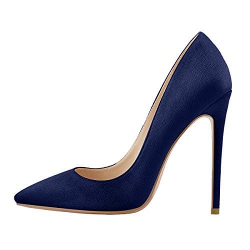 Richealnana Women's Classic Pointed Toe 4.7 Inches High Heels — Blue