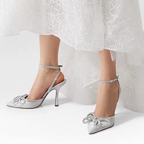Dream Pairs Women's High Heel Rhinestone Ankle Strap Wedding Shoes