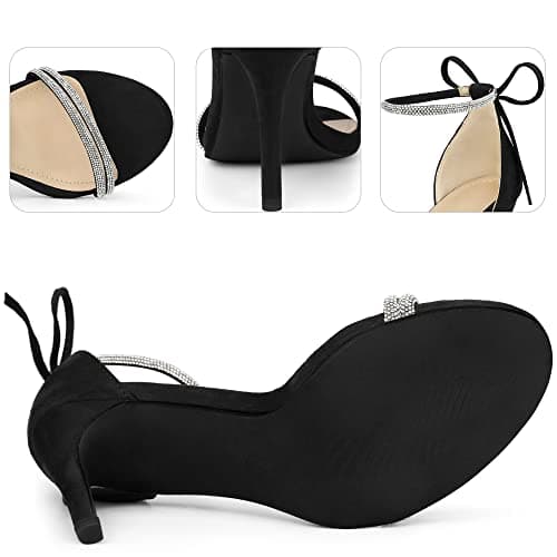 Perphy Rhinestone Ankle Tie Stiletto Heels Sandals