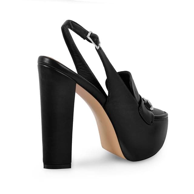 Richealnana Women's Chunky Heel Back Strap Buckle Pull-On Pumps
