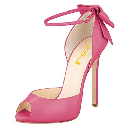 FSJ Women's Bridal Stiletto Heels with Ankle Straps and Buckle Size 4-15 US