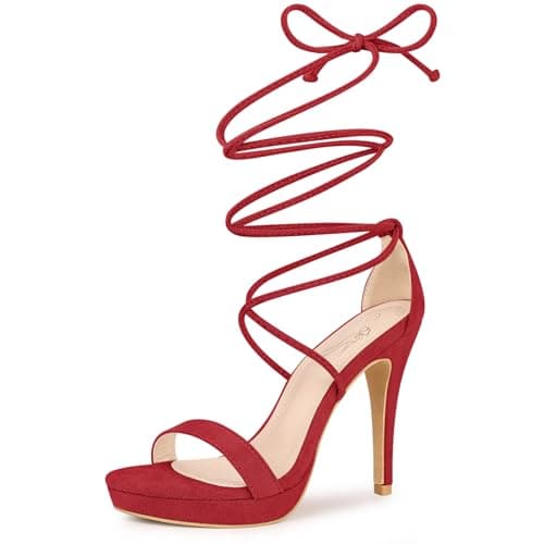 Perphy Stiletto Heels Lace-Up Sandals for Women — Red