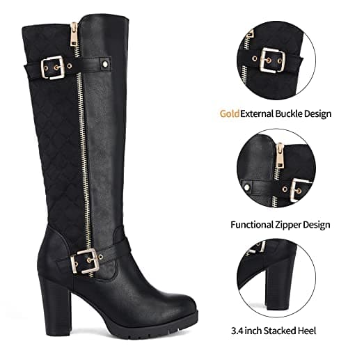 mysoft Women's Knee High Warm Winter Boots with Side Zippers