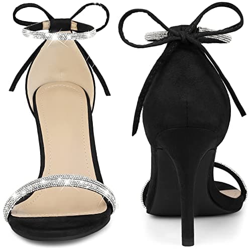 Perphy Rhinestone Ankle Tie Stiletto Heels Sandals