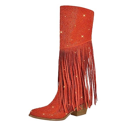 Women's Sparkle Rhinestone Clear Gems Calf High Boots
