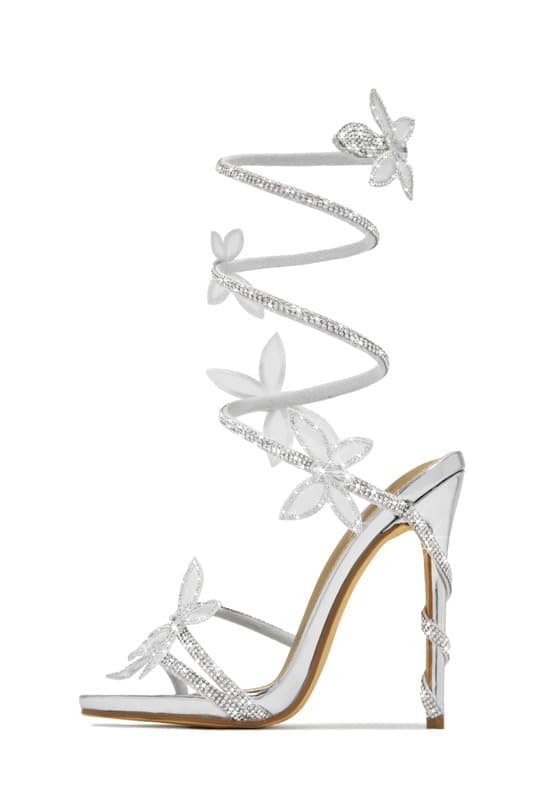 Sexytag Diamante Butterfly Wrap Stiletto Heels Rhinestone Sandals