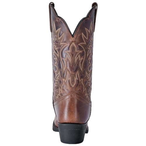 Laredo Womens Malinda Distressed Embroidered Casual Boots - Brown Mid Calf Low Heel