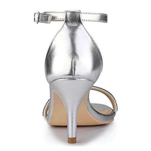 Allegra K Women's Rhinestone Ankle Strap Stiletto Heel Sandals