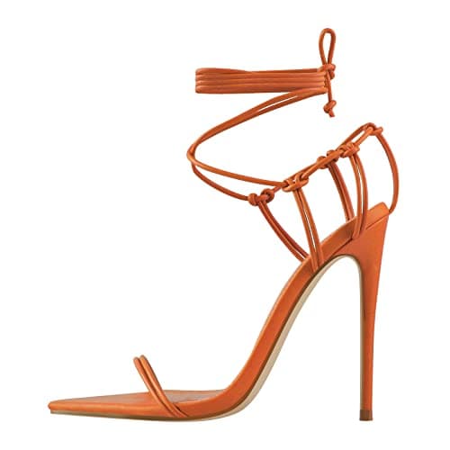 Richealnana Women's Pointy Toe Crisscross Straps Lace-Up Sandals — Orange