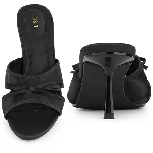 Perphy Women's Slip-On Satin Stiletto Heels Bow Sandals