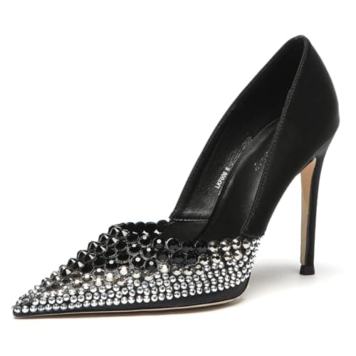 Lryweisy Women's 4 Inch Stiletto Rhinestone Heels for Wedding Party Shoes