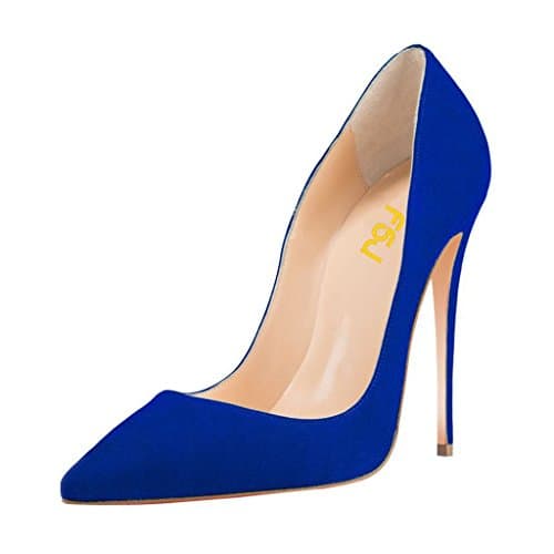 FSJ Women's Stilettos Formal Pointed Toe High Heel Shoes Größe 4-15 US — Blue-suede