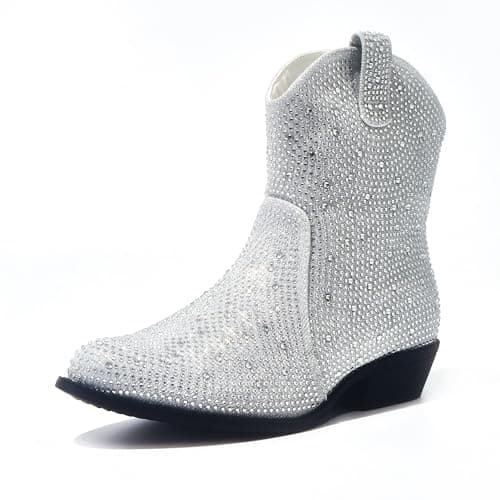 PEPPEP Collection Western Cowgirl Boots for Women, Vegan Leather, Embroidered Mid Calf Heel