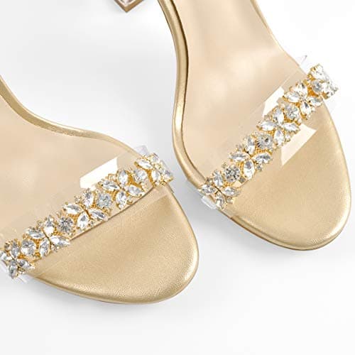 Richealnana Women's Clear Rhinestone Stiletto Sandals